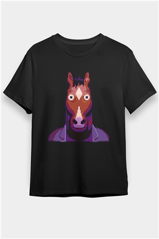 Bojack Horseman Baskılı Unisex Siyah Tişört - Tshirt