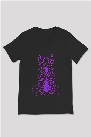 Bojack Horseman Baskılı Unisex Siyah V Yaka Tişört - Tshirt
