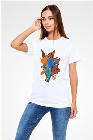 Bojack Horseman Unisex Baskılı Beyaz Tişört - Tshirt