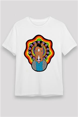 Bojack Horseman Unisex Baskılı Beyaz Tişört - Tshirt