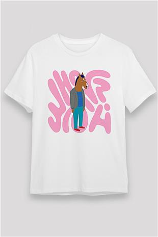 Bojack Horseman Unisex Baskılı Beyaz Tişört - Tshirt