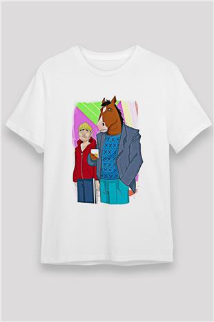 Bojack Horseman Unisex Baskılı Beyaz Tişört - Tshirt
