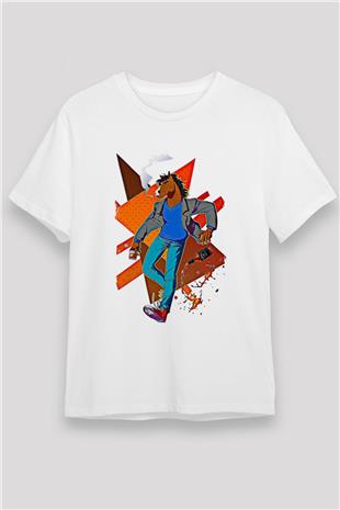 Bojack Horseman Unisex Baskılı Beyaz Tişört - Tshirt