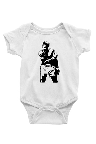 Boks Baskılı Beyaz Unisex Bebek Body - Zıbın