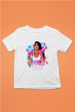 Boks Baskılı Beyaz Unisex Çocuk Tişört
