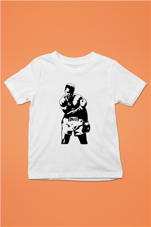 Boks Baskılı Beyaz Unisex Çocuk Tişört