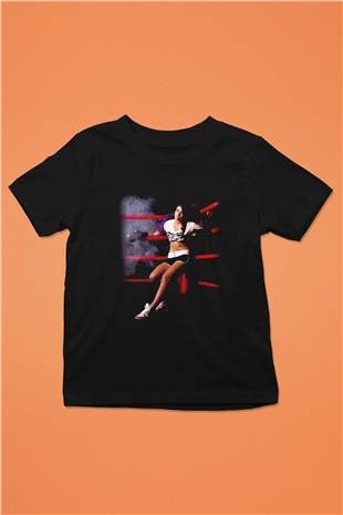 Boks Baskılı Siyah Unisex Çocuk Tişört