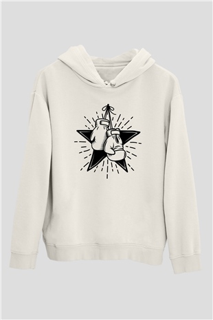Boks Beyaz Unisex Hoodie