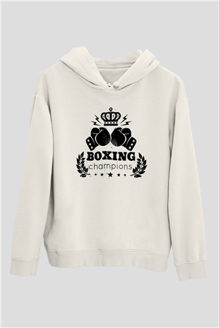 Boks Beyaz Unisex Hoodie