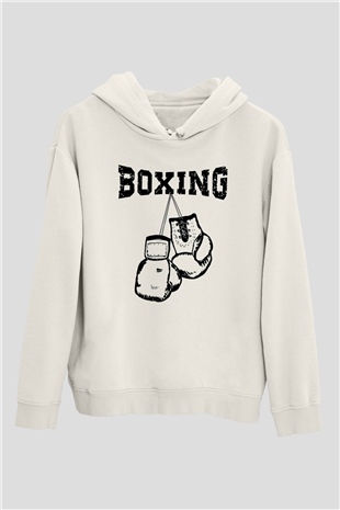 Boks Beyaz Unisex Hoodie