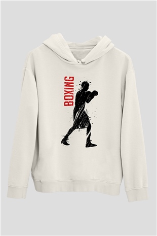 Boks Beyaz Unisex Hoodie