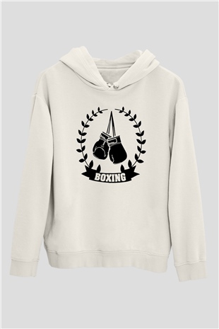 Boks Beyaz Unisex Hoodie