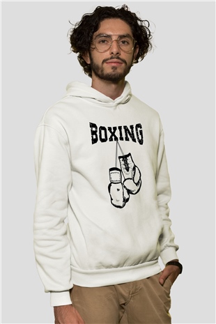 Boks Beyaz Unisex Hoodie