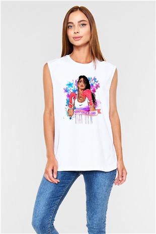 Boks Beyaz Unisex Kolsuz Tişört