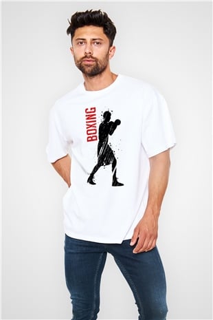 Boks Beyaz Unisex Oversize Tişört T-Shirt