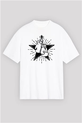 Boks Beyaz Unisex Oversize Tişört T-Shirt
