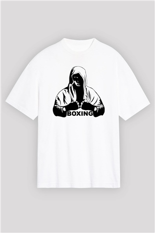 Boks Beyaz Unisex Oversize Tişört T-Shirt