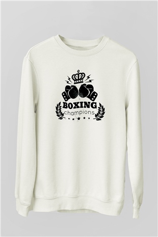 Boks Beyaz Unisex Sweatshirt