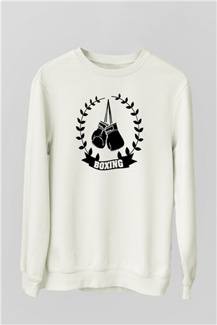Boks Beyaz Unisex Sweatshirt