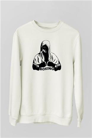 Boks Beyaz Unisex Sweatshirt