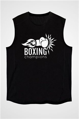 Boks Siyah Unisex Kolsuz Tişört
