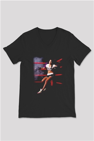 Boks Siyah Unisex V Yaka Tişört T-Shirt