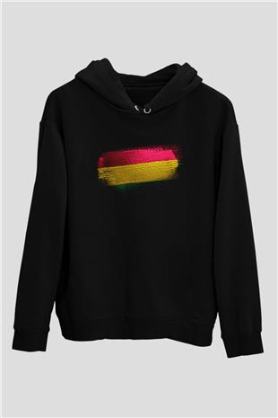 Bolivya - Bolivia Bayrağı Baskılı Unisex Siyah Hoodie