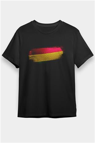 Bolivya - Bolivia Bayrağı Baskılı Unisex Siyah Tişört