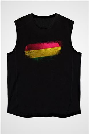 Bolivya - Bolivia Bayrağı Baskılı Unisex Siyah Kolsuz Tişört