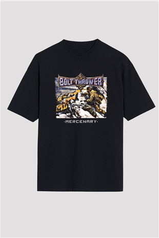 Bolt Thrower Baskılı Unisex Siyah Oversize Tişört