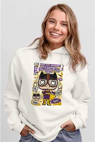 Bombshells Baskılı Unisex Beyaz Hoodie
