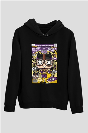 Bombshells Baskılı Unisex Siyah Hoodie