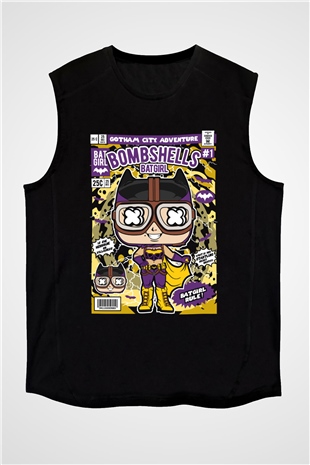 Bombshells Baskılı Unisex Siyah Kolsuz Tişört