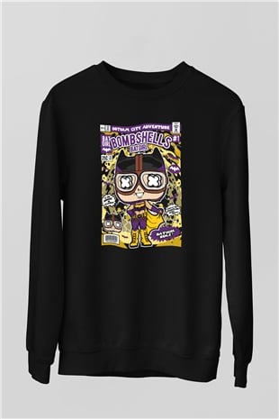 Bombshells Baskılı Unisex Siyah Sweatshirt