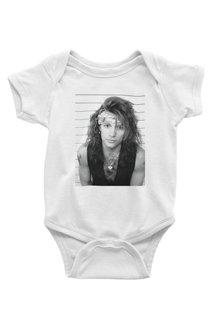 Bon Jovi Baskılı Beyaz Unisex Bebek Body - Zıbın