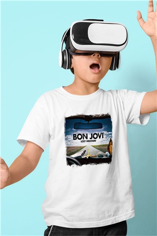 Bon Jovi Baskılı Unisex Beyaz Çocuk Tişört