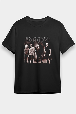 Bon Jovi Baskılı Unisex Siyah Tişört
