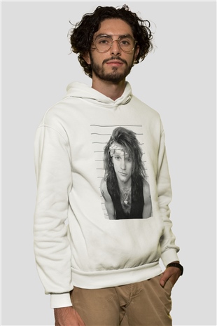 Bon Jovi Beyaz Unisex Kapşonlu Sweatshirt