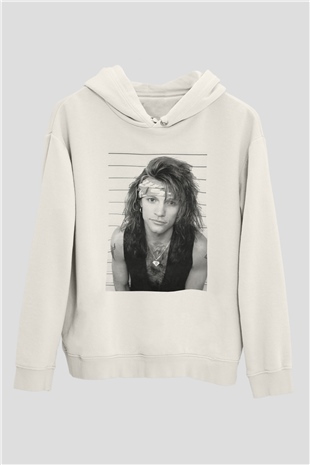 Bon Jovi Beyaz Unisex Kapşonlu Sweatshirt