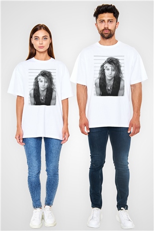 Bon Jovi Beyaz Unisex Oversize Tişört T-Shirt
