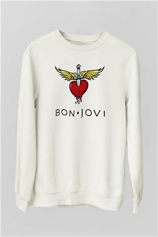 Bon Jovi Beyaz Unisex Sweatshirt