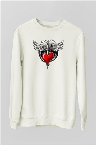Bon Jovi Beyaz Unisex Sweatshirt