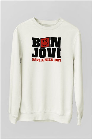 Bon Jovi Have A Nice Day Beyaz Unisex Sweatshirt