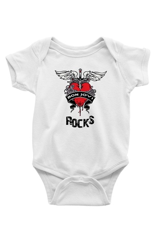 Bon Jovi Rocks Beyaz Bebek Body - Zıbın