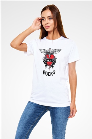 Bon Jovi Rocks White Unisex  T-Shirt - Tees - Shirts
