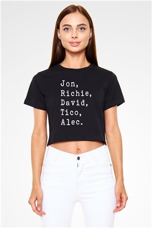 Bon Jovi Siyah  Crop Top Tişört