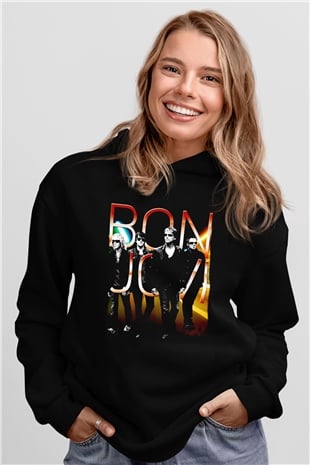 Bon Jovi Siyah Unisex Kapüşonlu Sweatshirt
