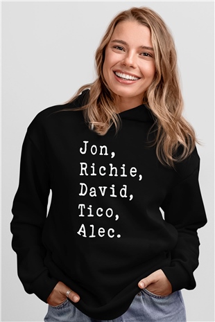 Bon Jovi Siyah Unisex Kapüşonlu Sweatshirt