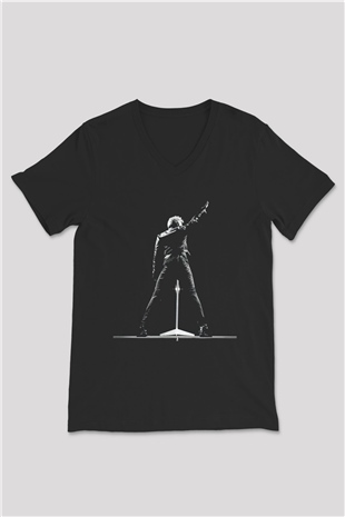Bon Jovi Siyah Unisex V Yaka Tişört
