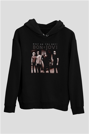 Bon Jovi What Do You Got Siyah Unisex Kapüşonlu Sweatshirt